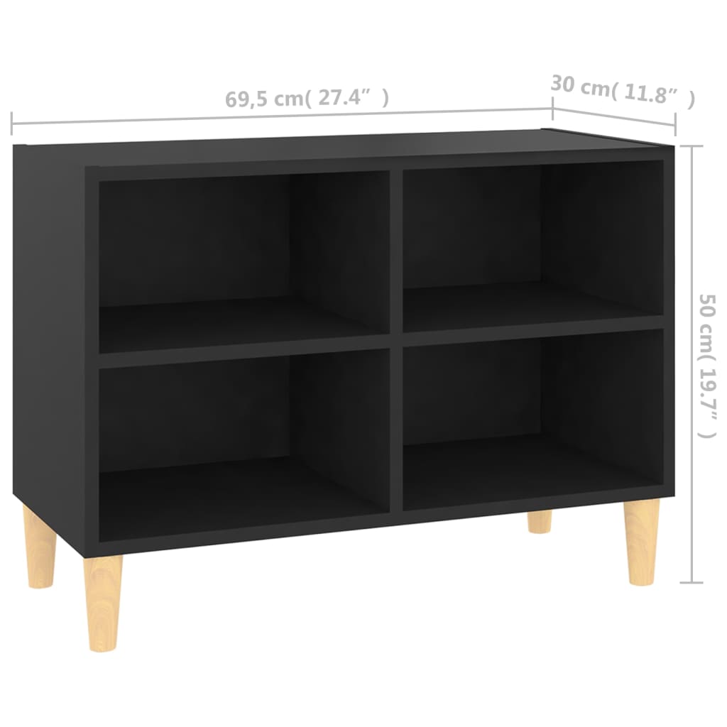 TV ormarić s nogama od masivnog drva crni 69,5 x 30 x 50 cm