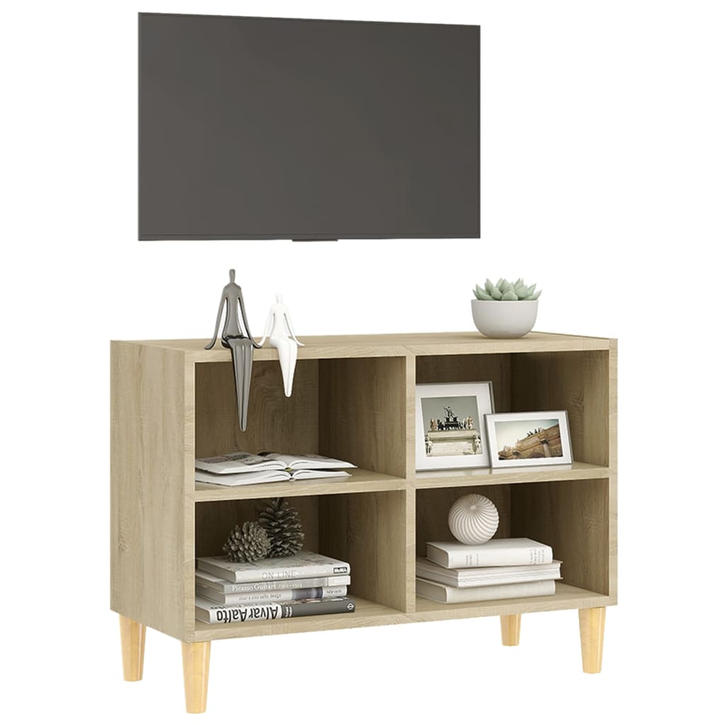 TV ormarić s nogama od masivnog drva boja hrasta 69,5x30x50 cm