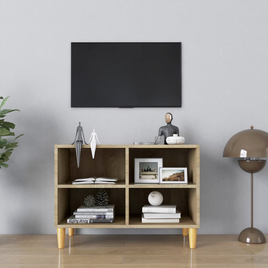 TV ormarić s nogama od masivnog drva boja hrasta 69,5x30x50 cm