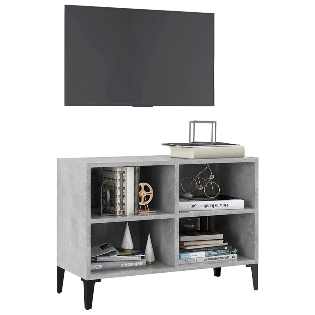 TV ormarić s metalnim nogama siva boja betona 69,5 x 30 x 50 cm
