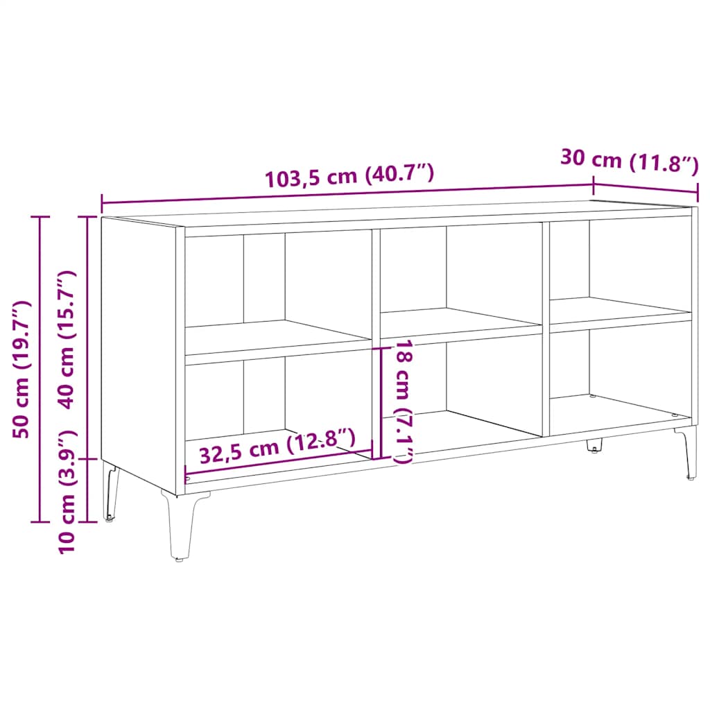 TV ormarić s metalnim nogama bijeli 103,5 x 30 x 50 cm
