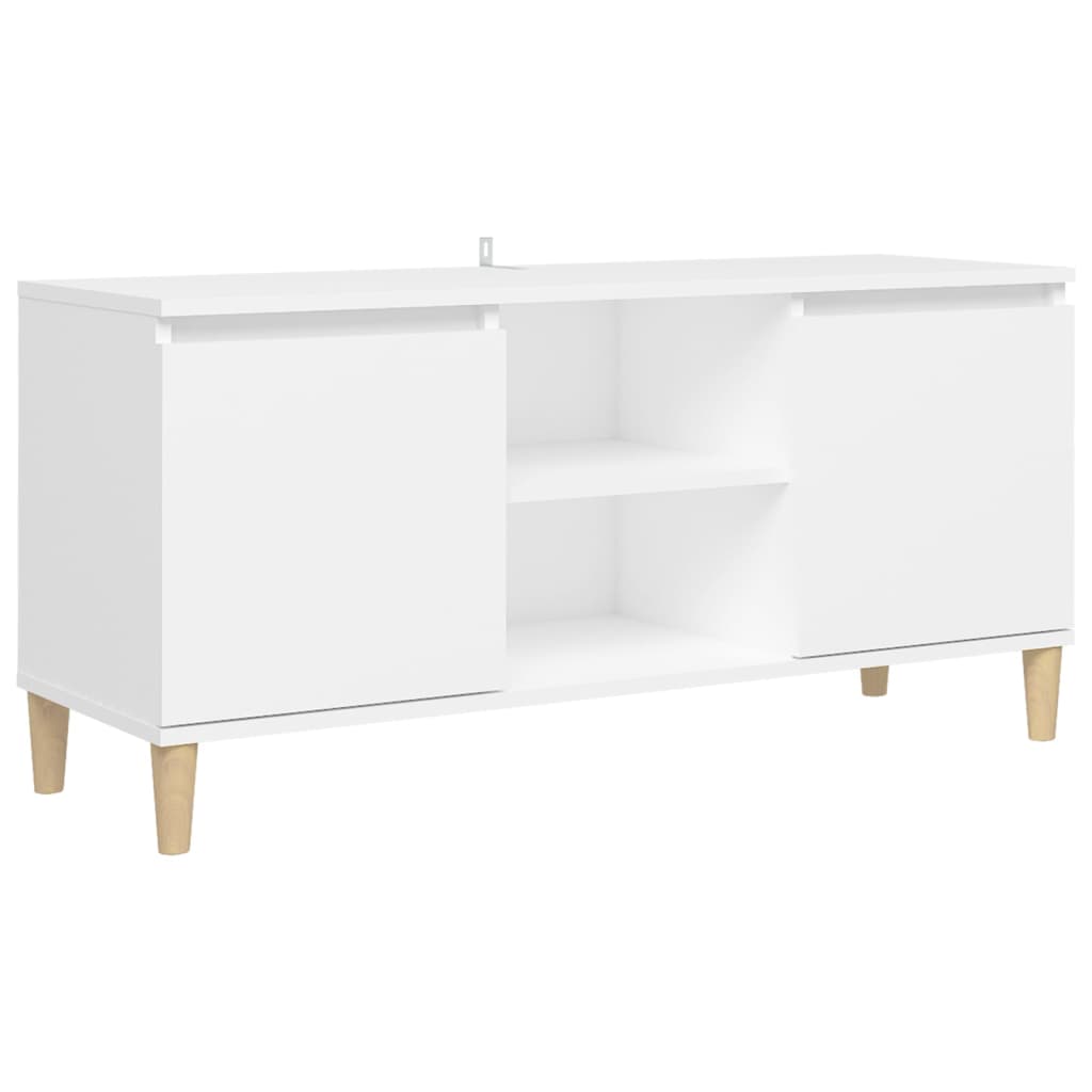 TV ormarić s nogama od masivnog drva bijeli 103,5 x 35 x 50 cm