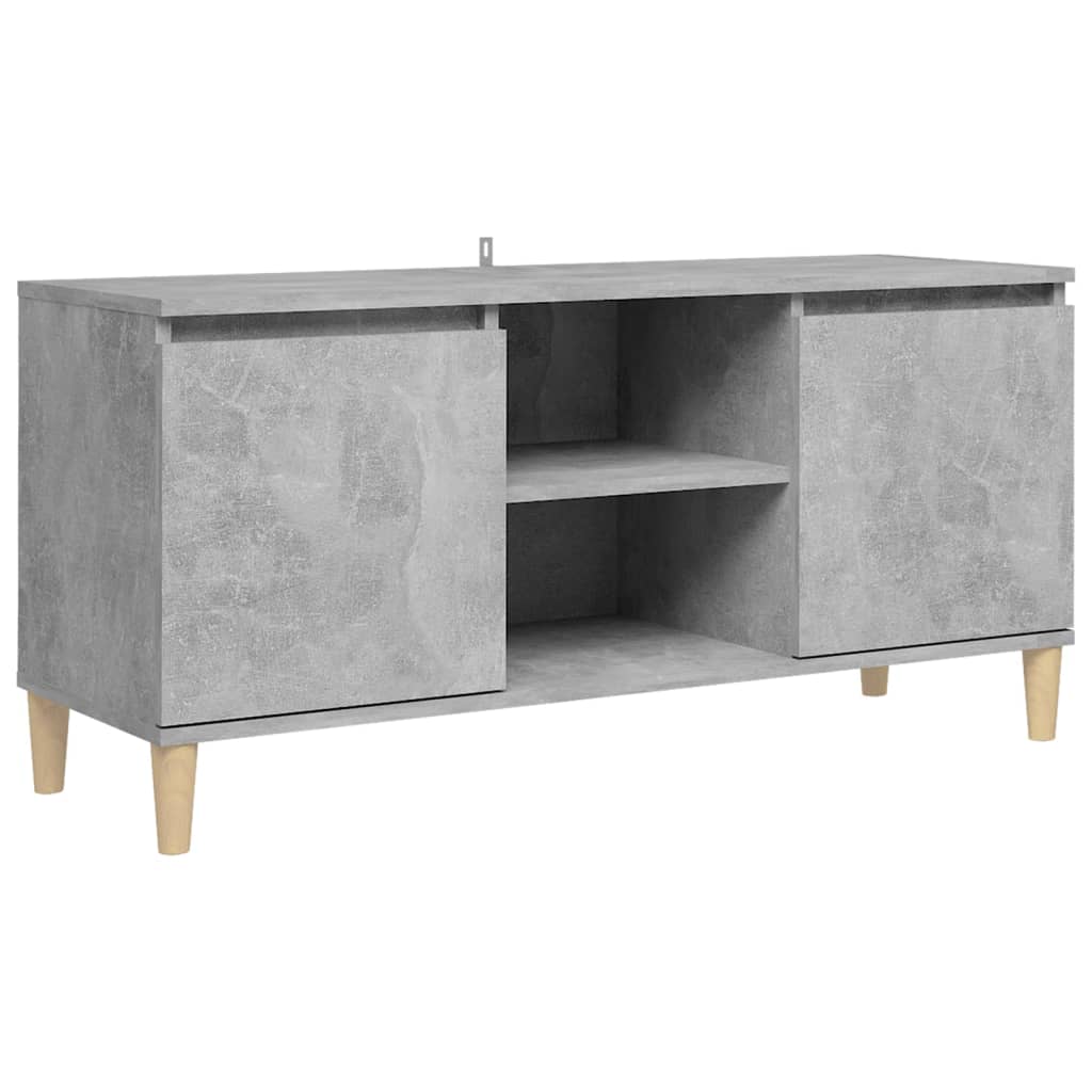 TV ormarić s nogama od masivnog drva boja betona 103,5x35x50 cm