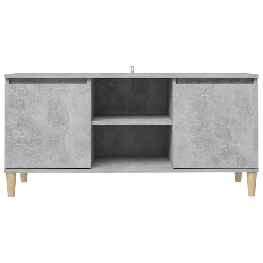 TV ormarić s nogama od masivnog drva boja betona 103,5x35x50 cm