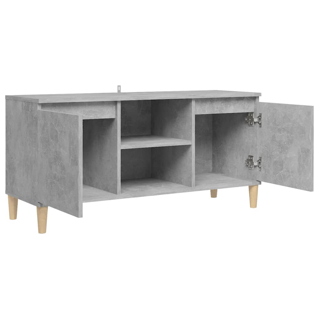 TV ormarić s nogama od masivnog drva boja betona 103,5x35x50 cm