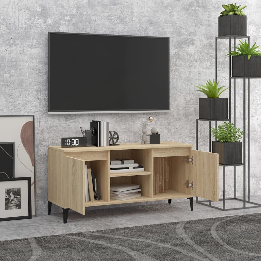 TV ormarić s metalnim nogama boja hrasta sonome 103,5x35x50 cm