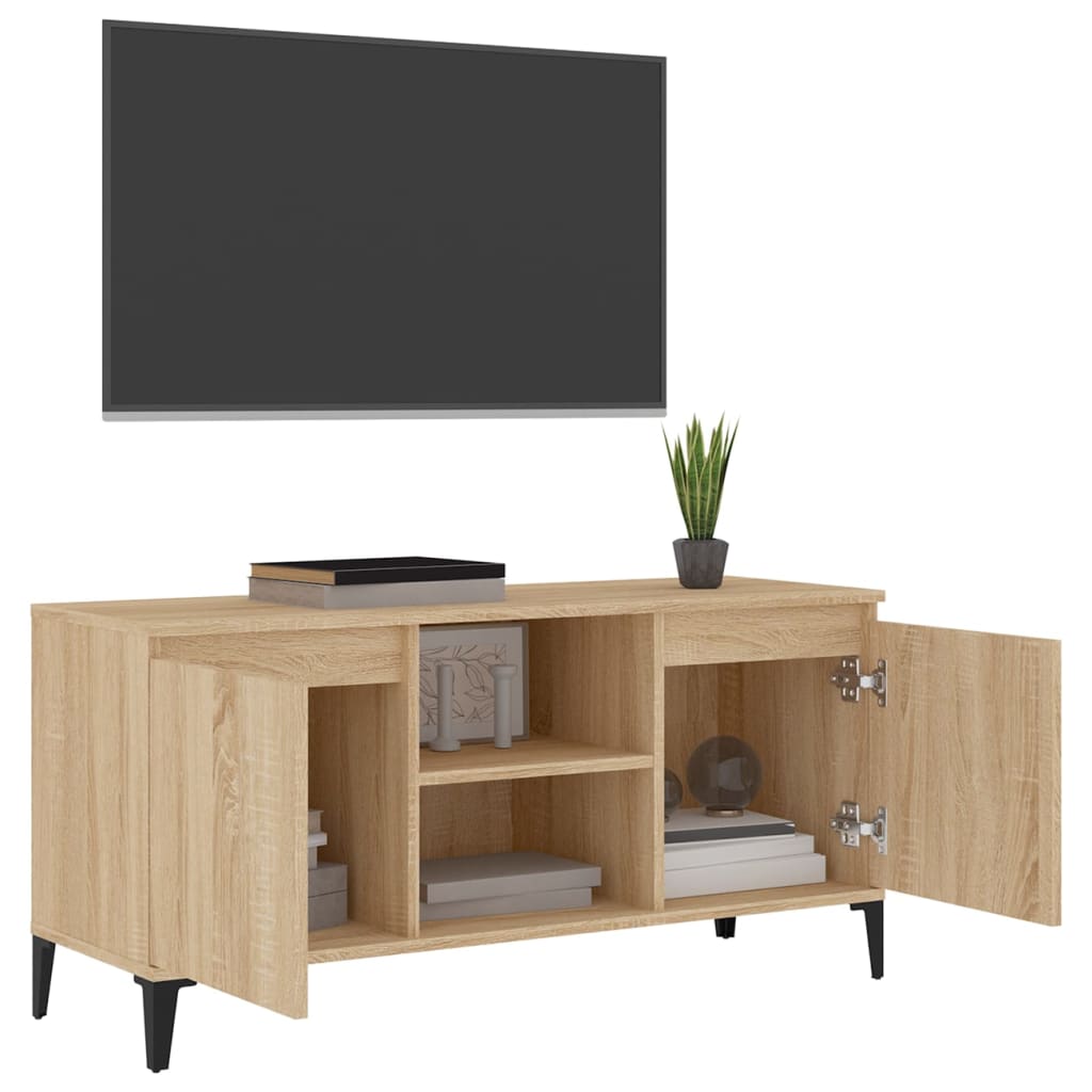 TV ormarić s metalnim nogama boja hrasta sonome 103,5x35x50 cm