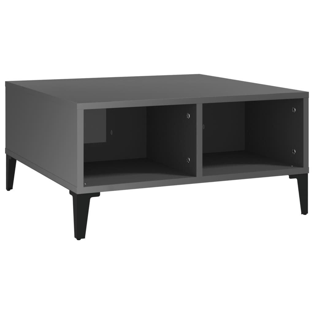 Stolić za kavu visoki sjaj sivi 60x60x30 cm konstruirano drvo
