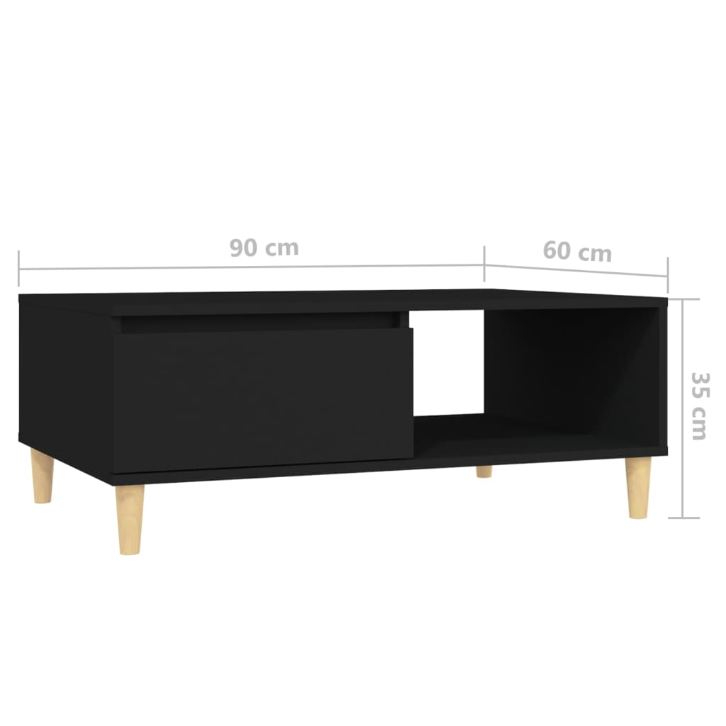 Stolić za kavu crni 90 x 60 x 35 cm od konstruiranog drva