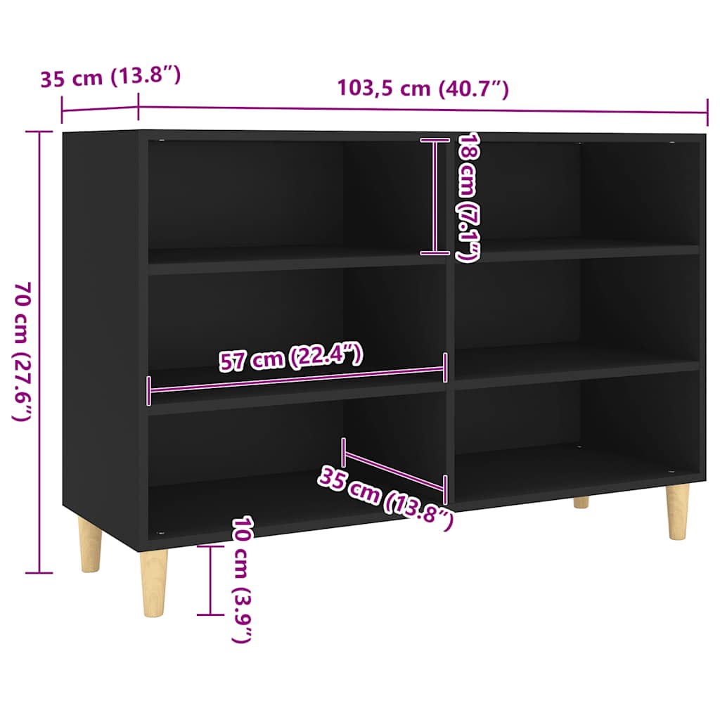 Komoda crna 103,5 x 35 x 70 cm od konstruiranog drva