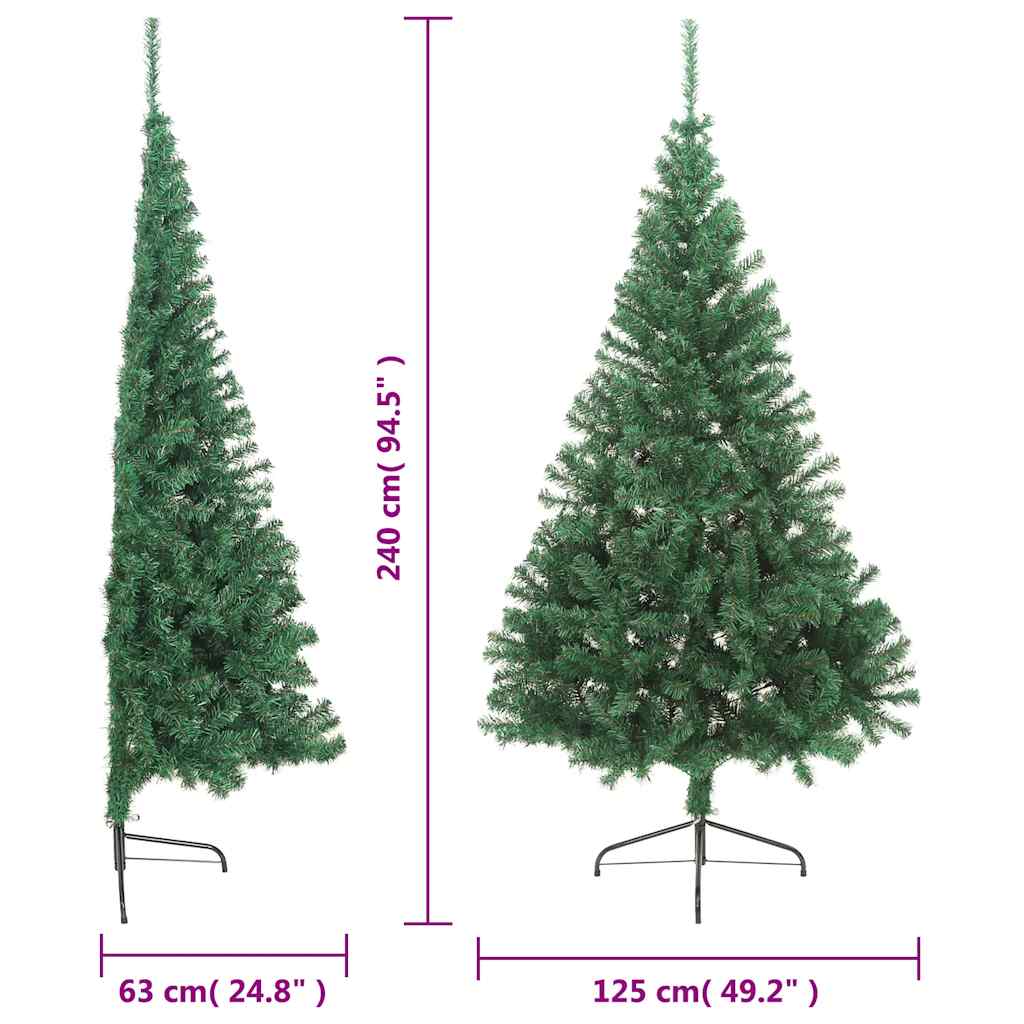 Umjetna polovica božićnog drvca sa stalkom zelena 240 cm PVC