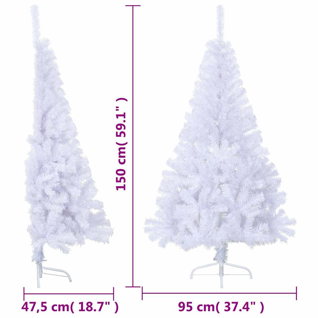 Umjetna polovica božićnog drvca sa stalkom bijela 150 cm PVC