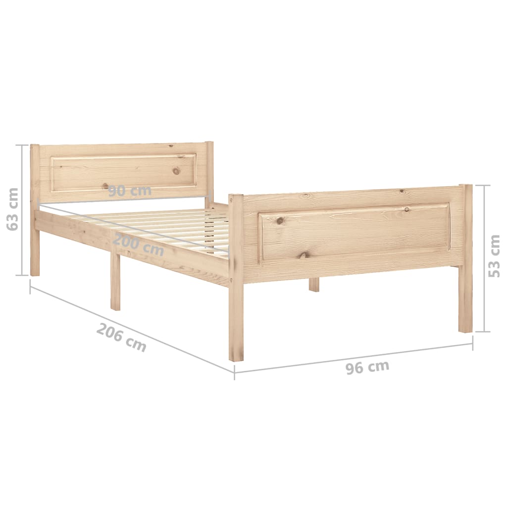 Okvir za krevet od masivne borovine 90 x 200 cm