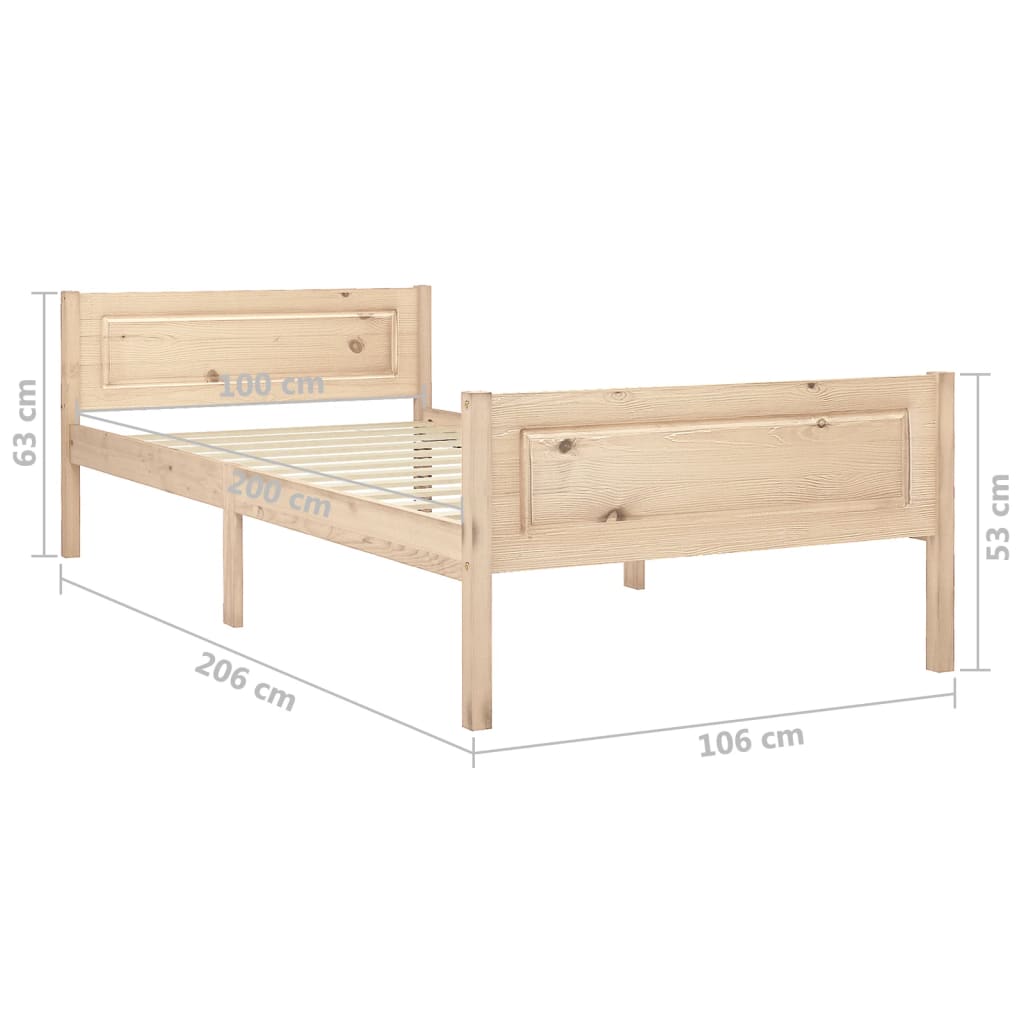 Okvir za krevet od masivne borovine 100 x 200 cm