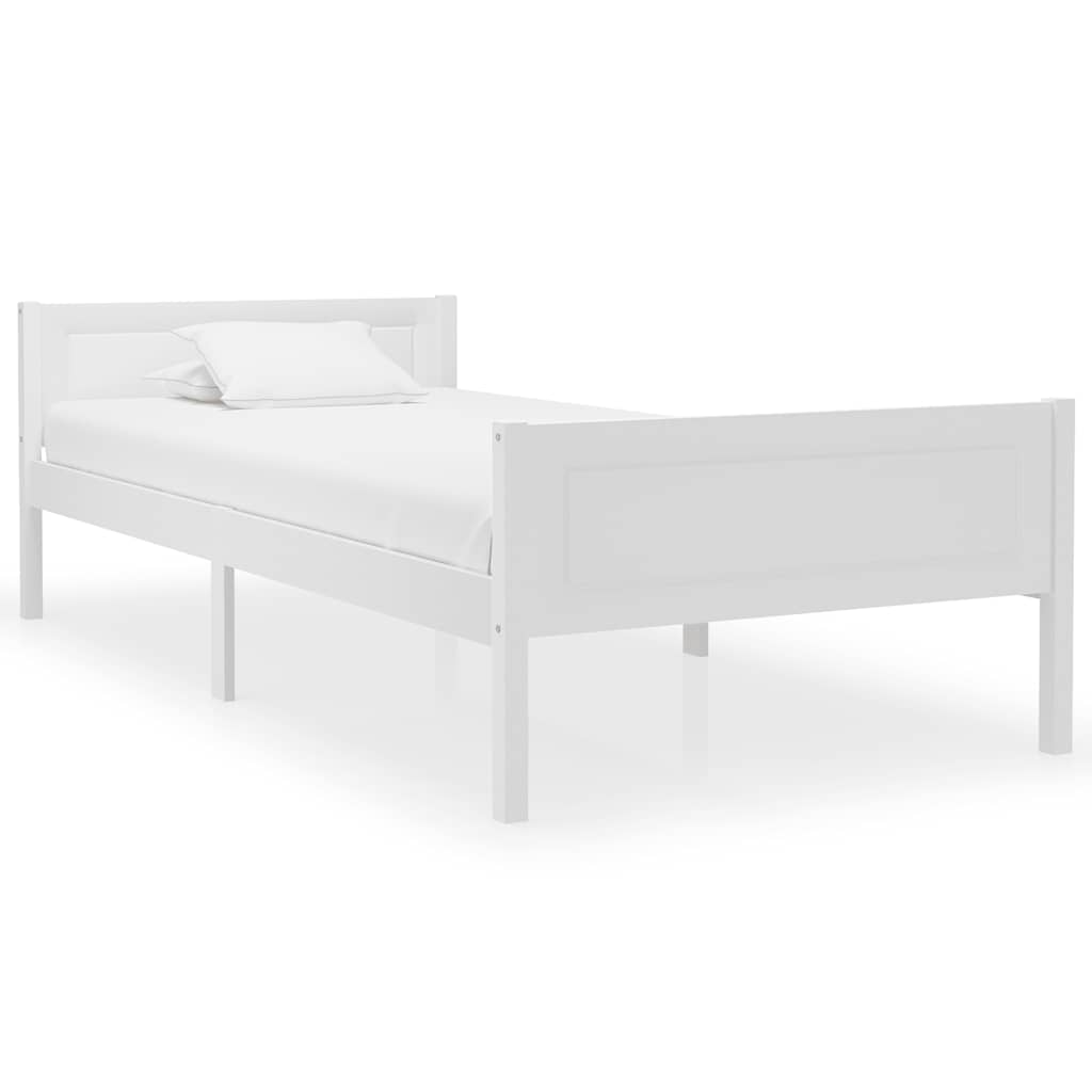 Okvir za krevet od masivne borovine bijeli 90 x 200 cm