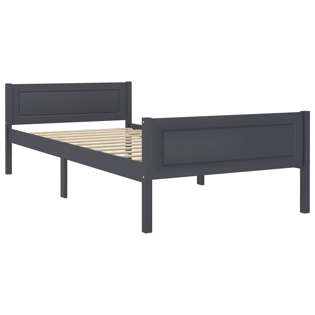 Okvir za krevet od masivne borovine sivi 100 x 200 cm