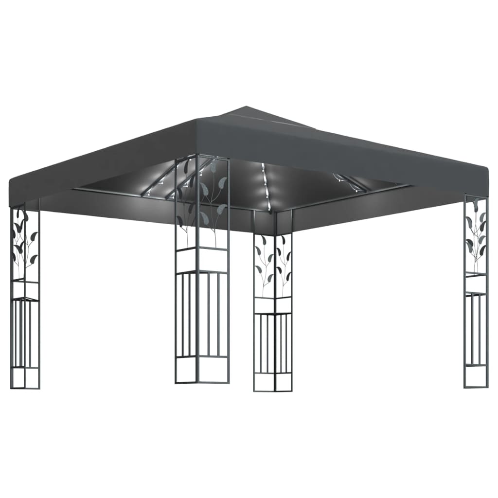 Sjenica s LED svjetlosnim trakama 3 x 3 m antracit