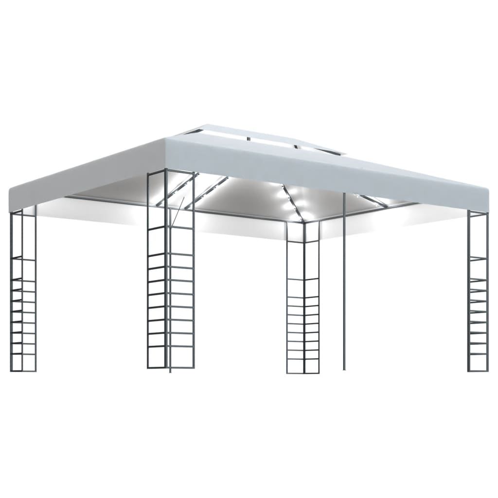 Sjenica s LED svjetlosnim trakama 4 x 3 x 2,7 m bijela