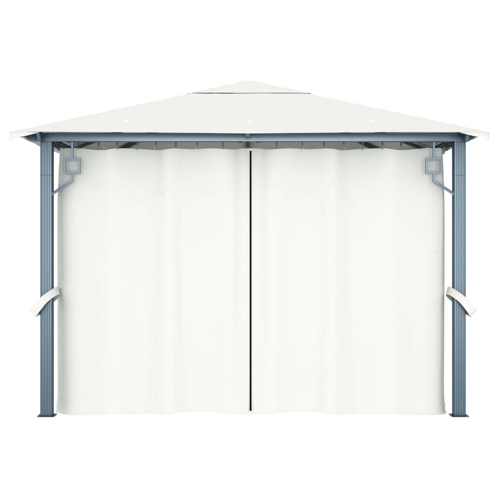 Sjenica sa zastorima i LED svjetlima 300 x 300 cm krem aluminij