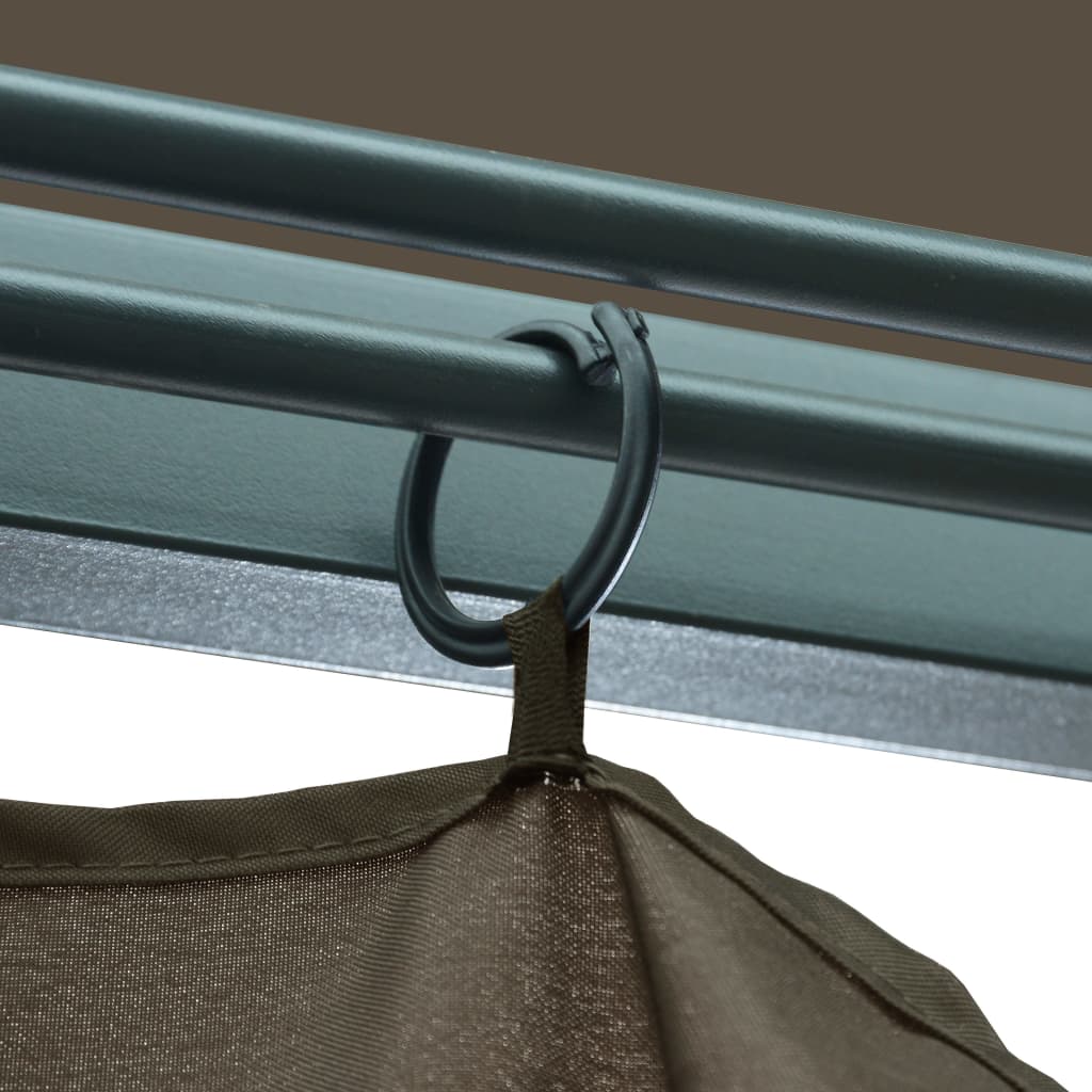 Sjenica sa zastorima i LED svjetlima 300 x 300 cm smeđe-siva