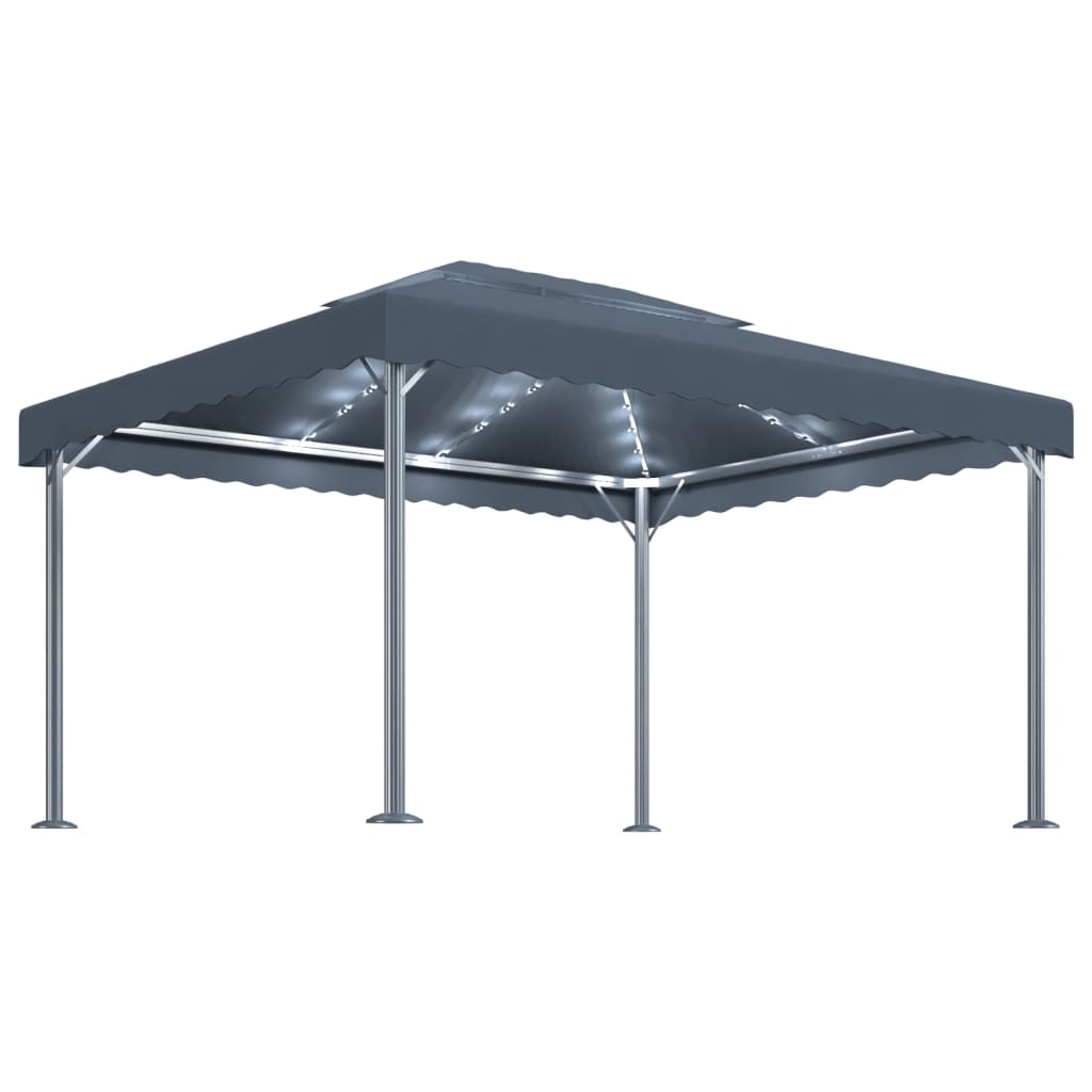 Sjenica s LED svjetlosnim trakama antracit aluminij 400x300 cm