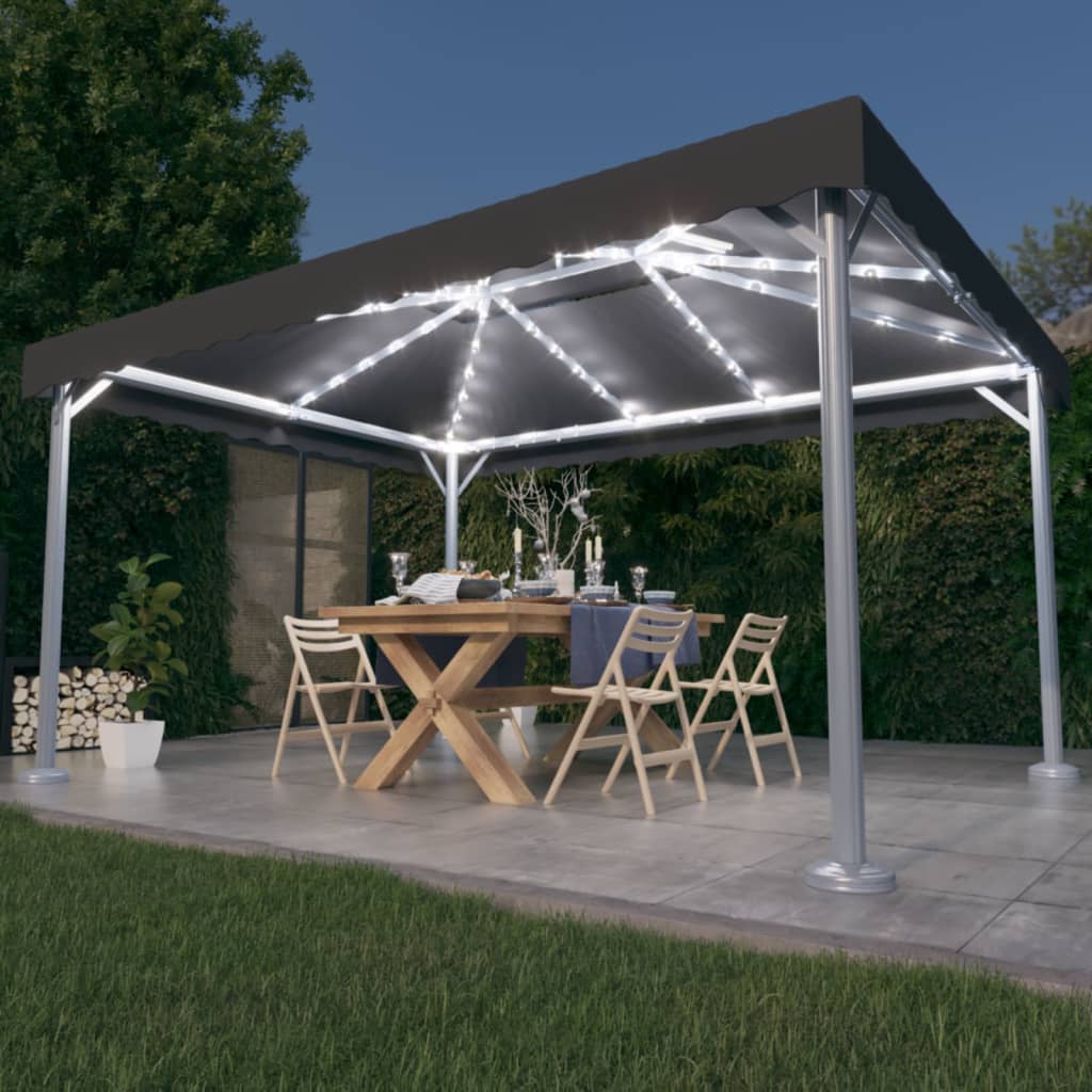 Sjenica s LED svjetlosnim trakama antracit aluminij 400x300 cm