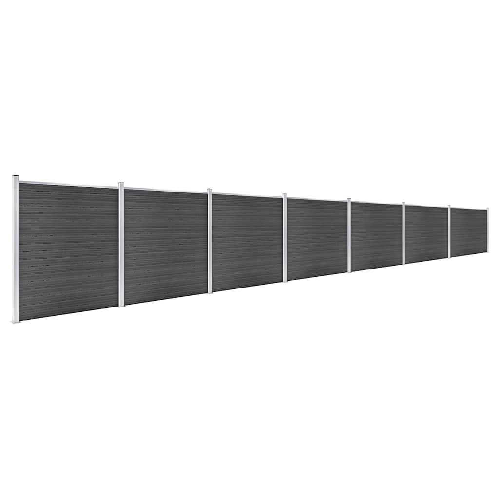 Set panela za ogradu WPC 1218 x 186 cm crni