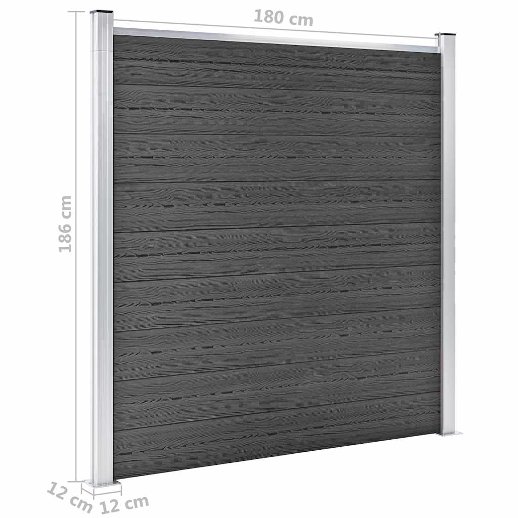 Set panela za ogradu WPC 1218 x 186 cm crni