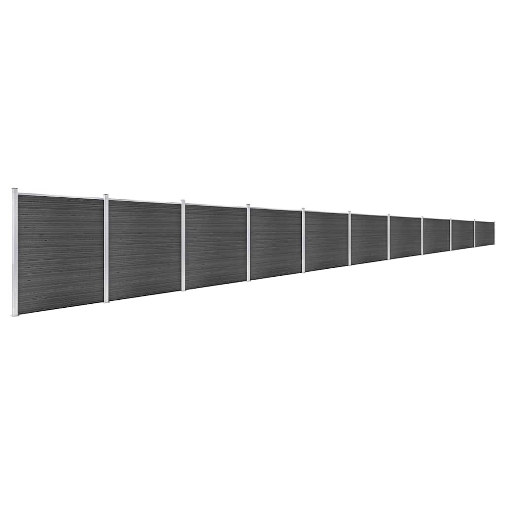 Set panela za ogradu WPC 1737 x 186 cm crni
