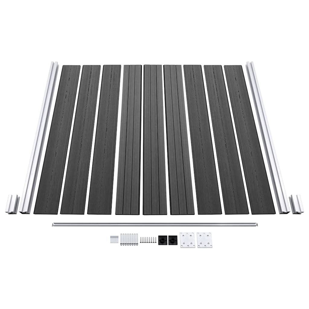 Set panela za ogradu WPC 1737 x 186 cm crni