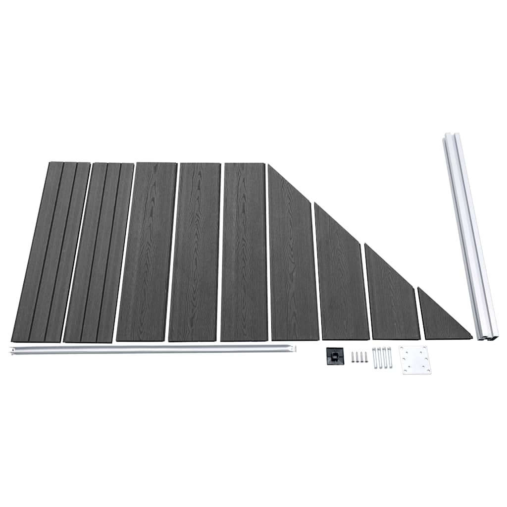 Set panela za ogradu WPC 619 x (105 - 186) cm crni
