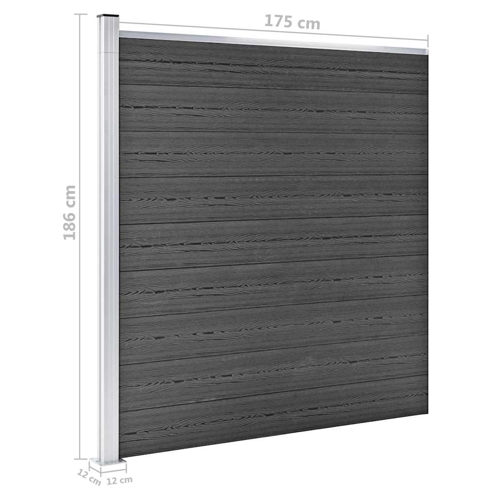 Set panela za ogradu WPC 1484 x (105 - 186) cm crni