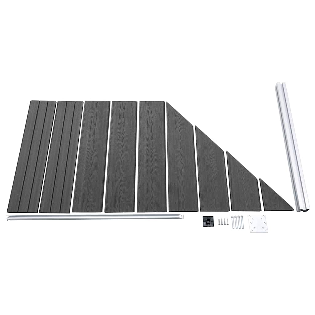 Set panela za ogradu WPC 1484 x (105 - 186) cm crni