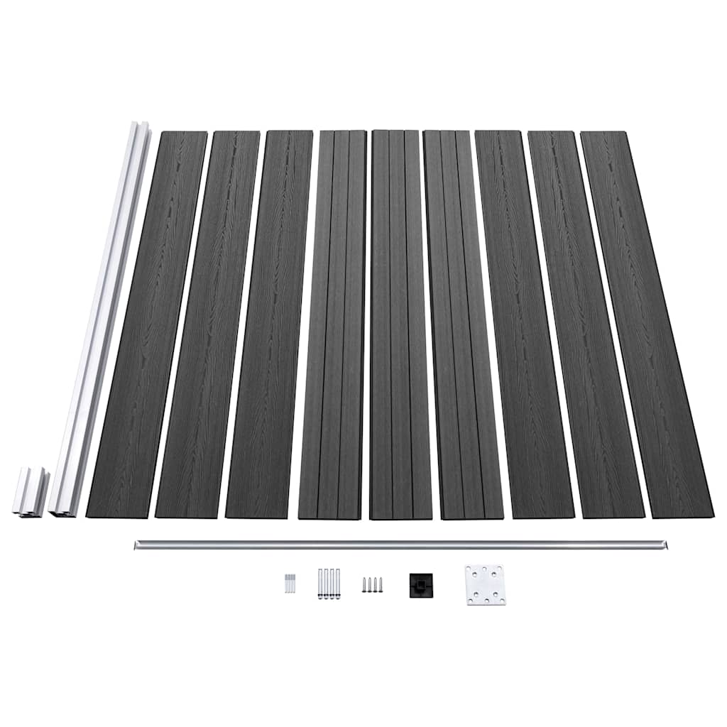 Set panela za ogradu WPC 1484 x (105 - 186) cm crni