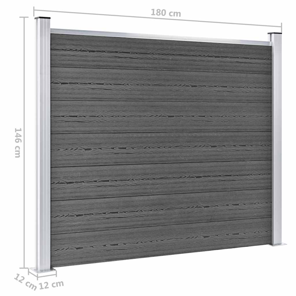 Set panela za ogradu WPC 526 x 146 cm crni
