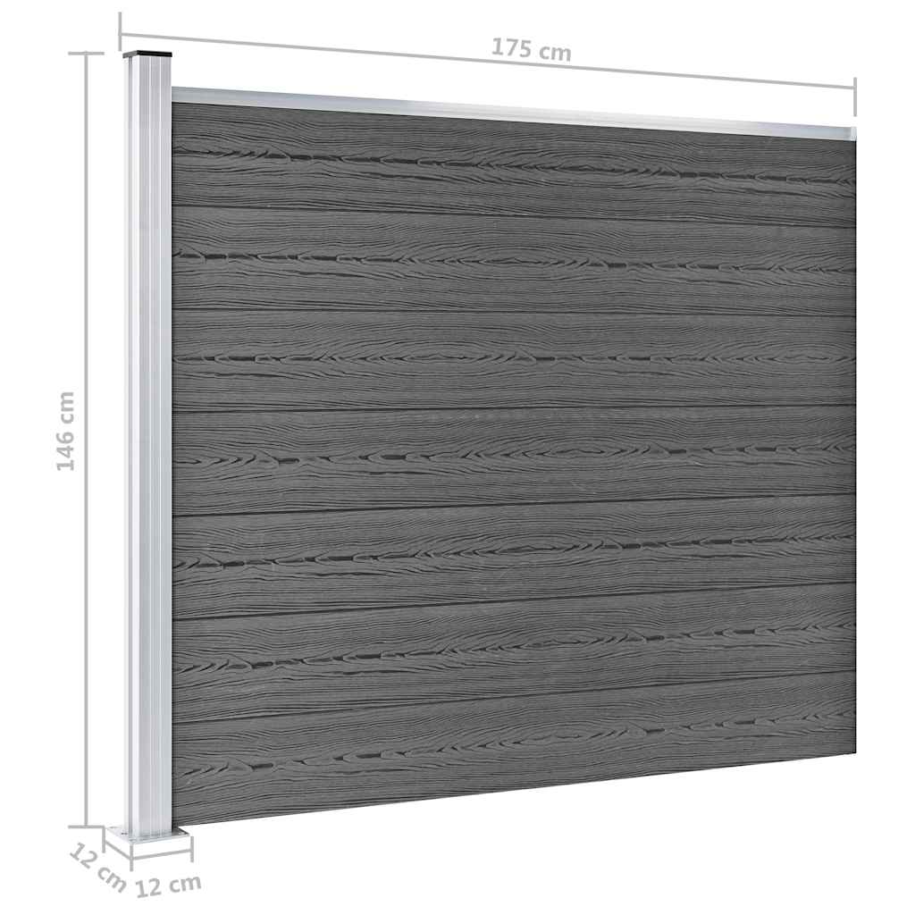 Set panela za ogradu WPC 872 x 146 cm crni