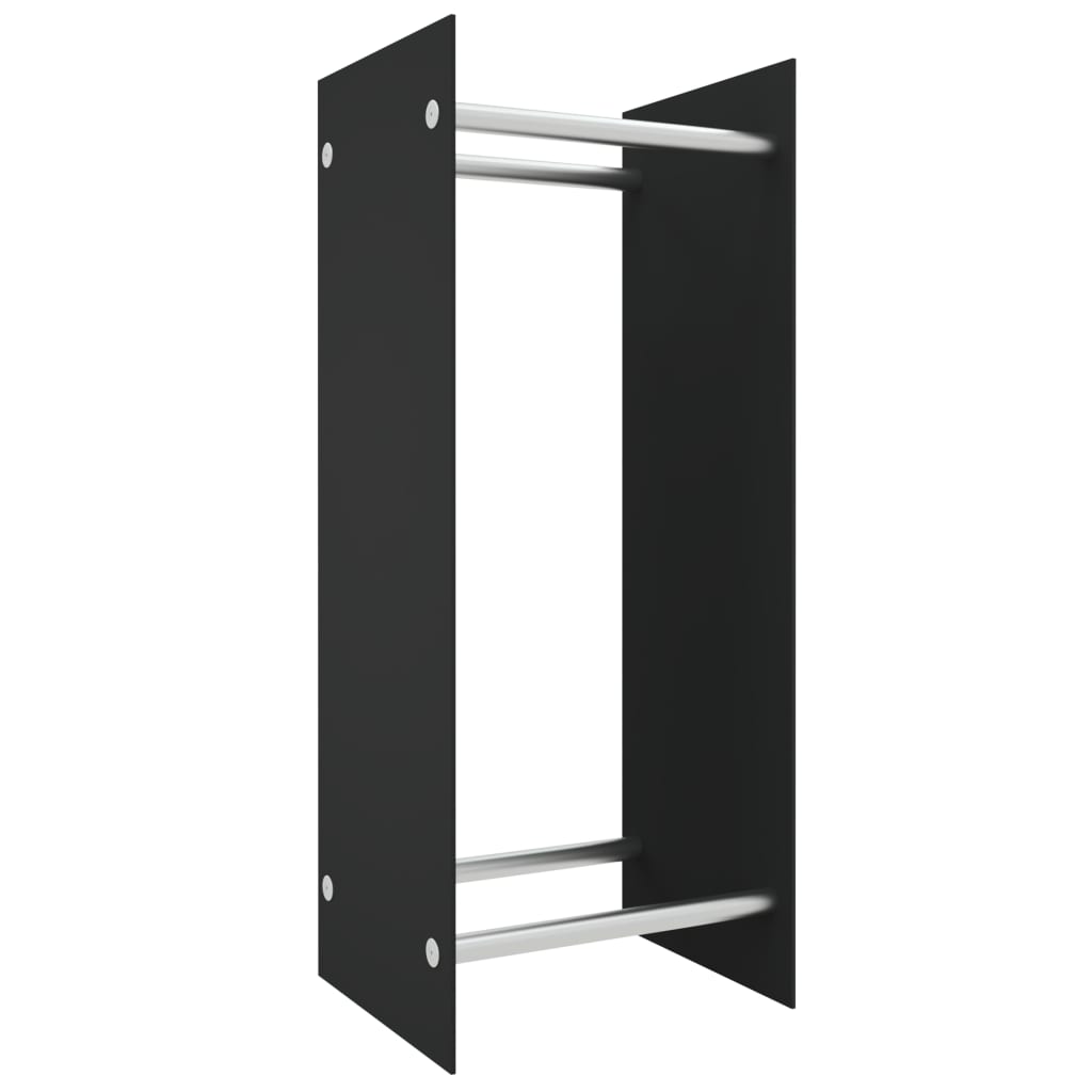 Stalak za drva za ogrjev crni 40 x 35 x 100 cm kaljeno staklo