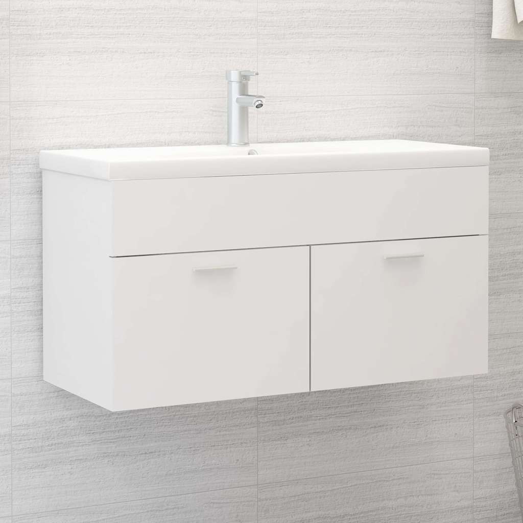 Ormarić s ugrađenim umivaonikom bijeli od konstruiranog drva Bijela 90 x 38.5 x 46 cm