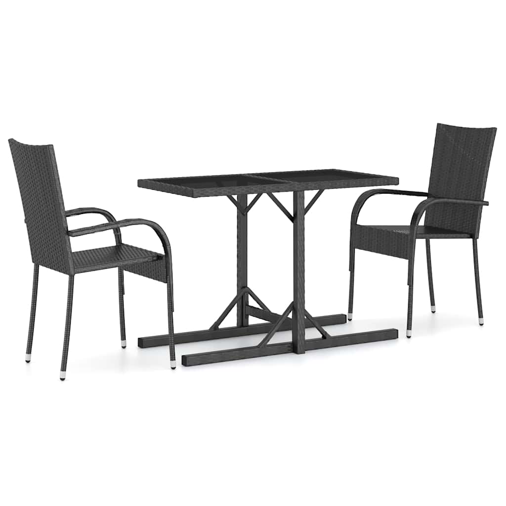 3-dijelni vrtni blagovaonski set crni