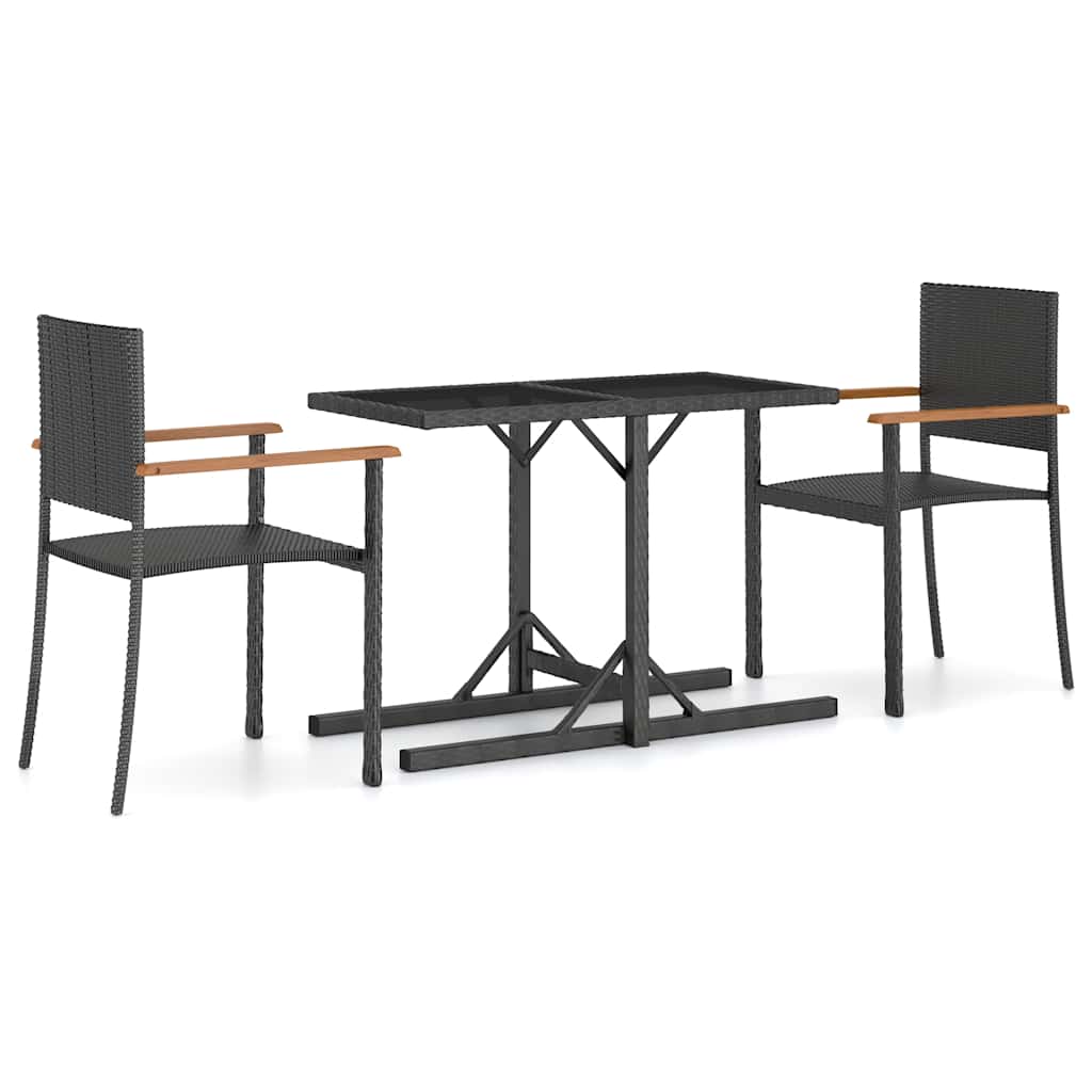 3-dijelni vrtni blagovaonski set crni