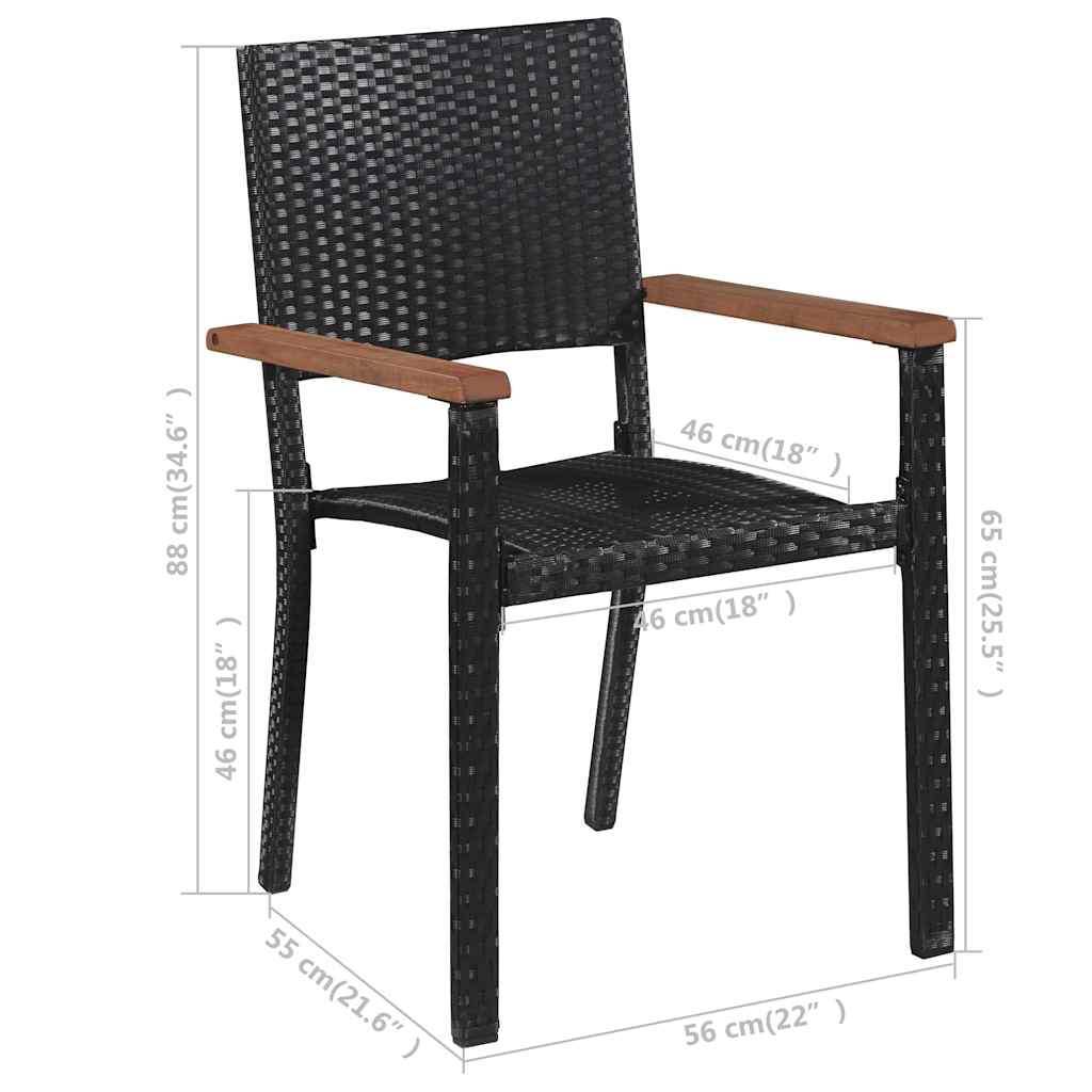 3-dijelni vrtni blagovaonski set crni