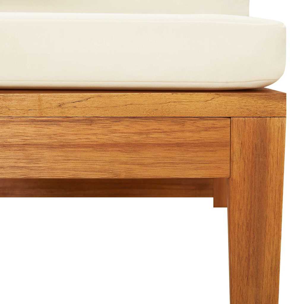 Kutna sofa s krem bijelim jastucima masivno bagremovo drvo
