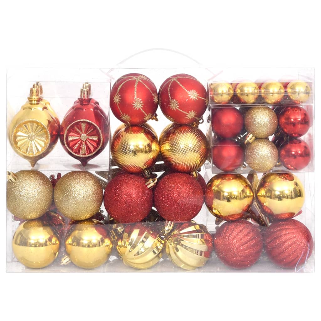 Set božićnih kuglica od 108 komada zlatne i crvene