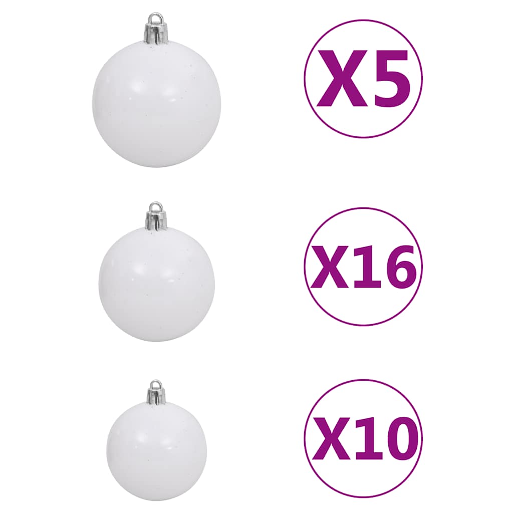 120-dijelni set božićnih kuglica s vrhom 300 LED bijelo-sive