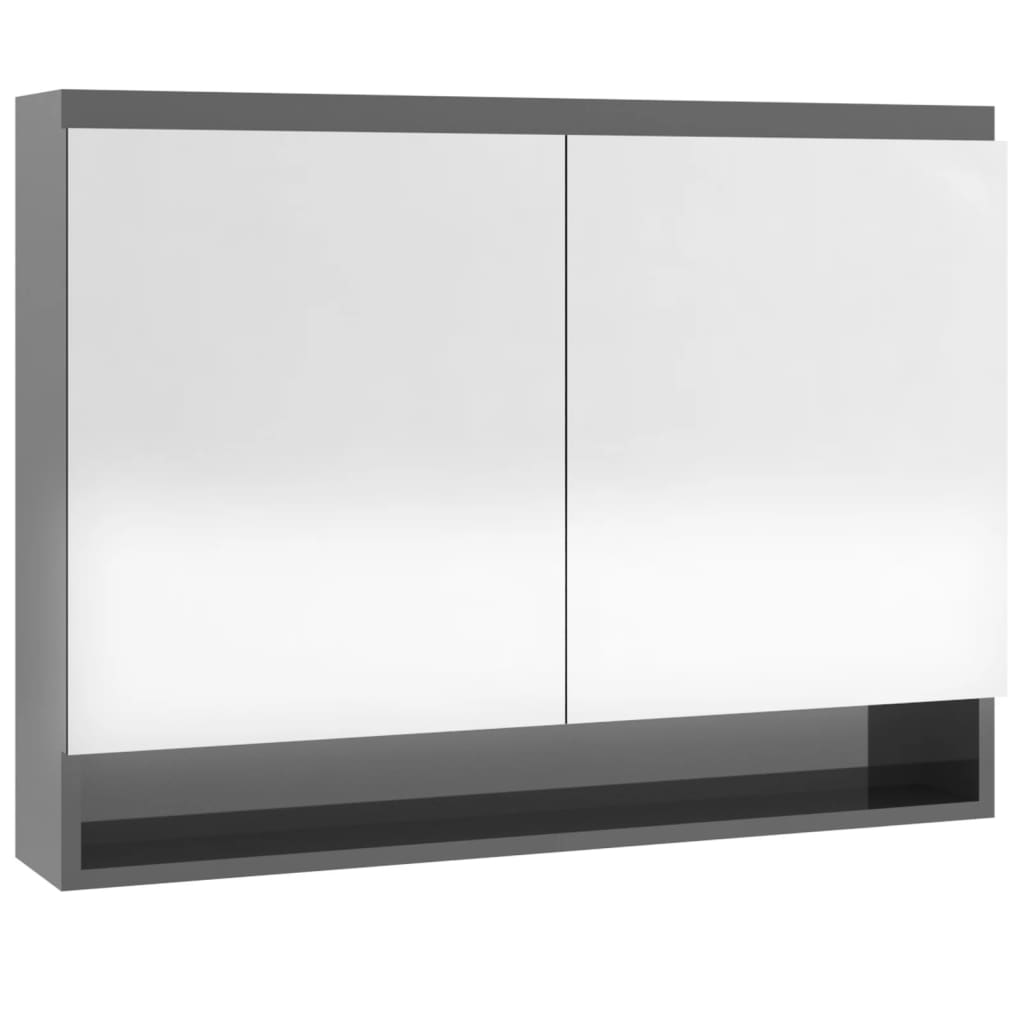 Kupaonski ormarić s ogledalom 80 x 15 x 60 cm MDF sjajni sivi