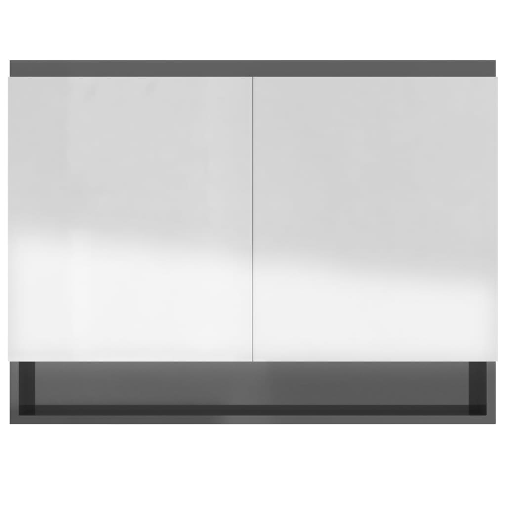 Kupaonski ormarić s ogledalom 80 x 15 x 60 cm MDF sjajni sivi
