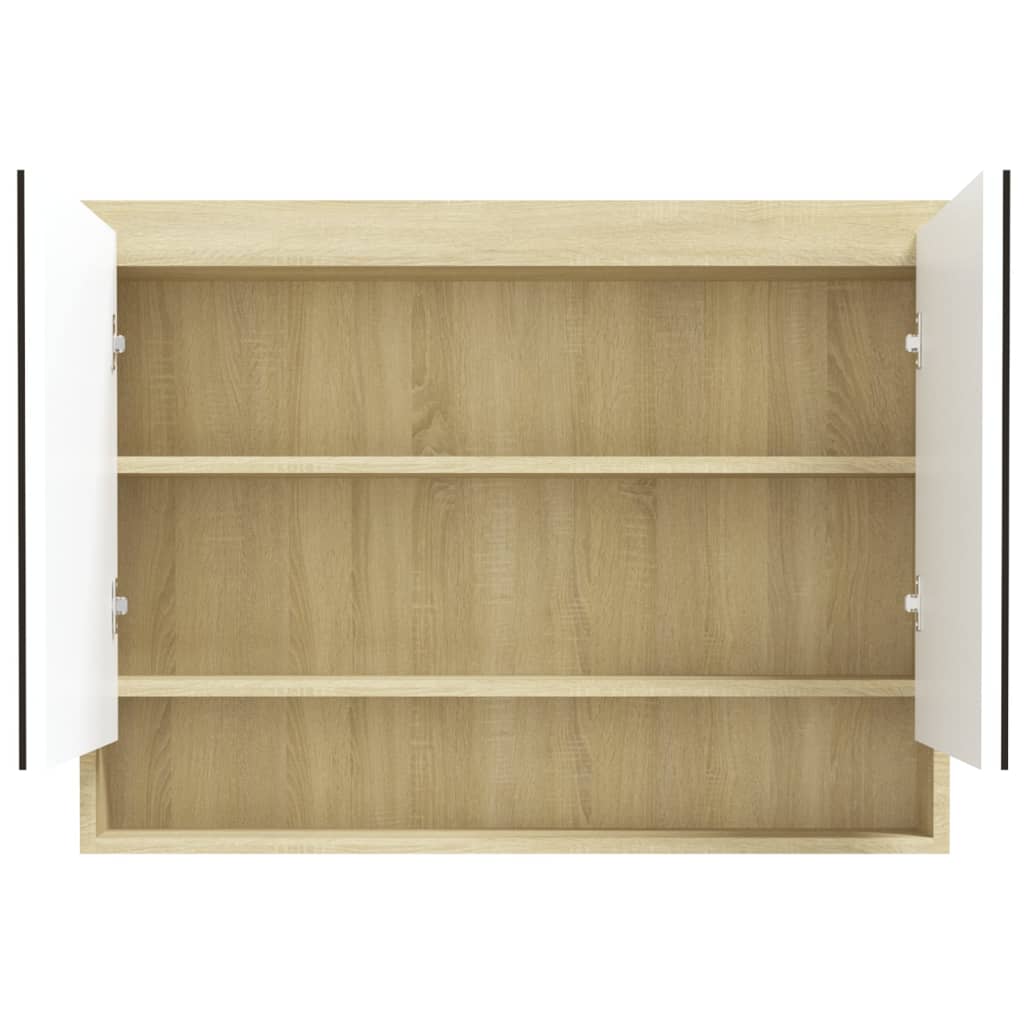 Kupaonski ormarić s ogledalom 80 x 15 x 60 cm MDF bijeli/hrast