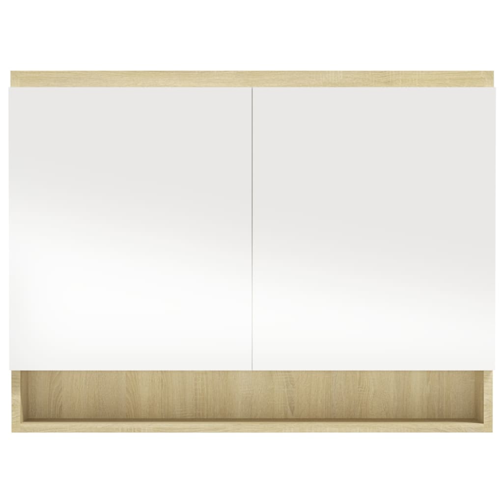 Kupaonski ormarić s ogledalom 80 x 15 x 60 cm MDF bijeli/hrast