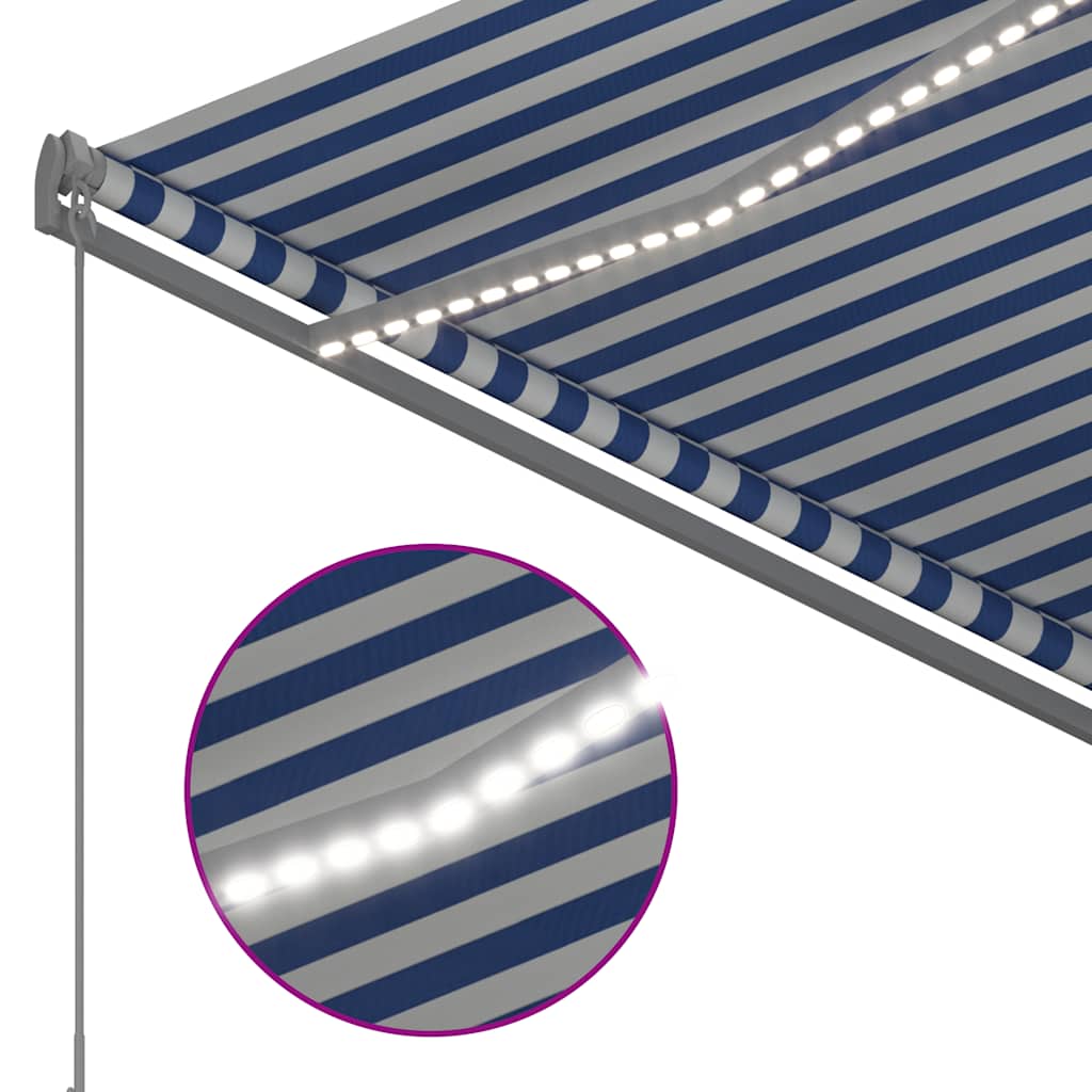 Tenda na ručno uvlačenje LED 300 x 250 cm plavo-bijela