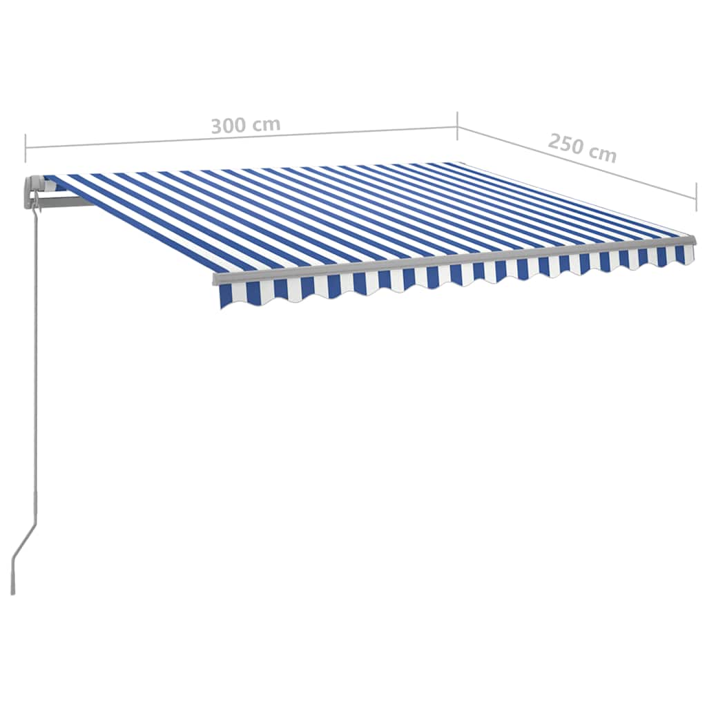 Tenda na ručno uvlačenje LED 300 x 250 cm plavo-bijela
